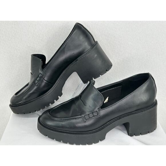 Universal Threads Black/ Maisy Memory Foam Chunky Heel Penny Loafers 9 1/2 - Picture 2 of 8